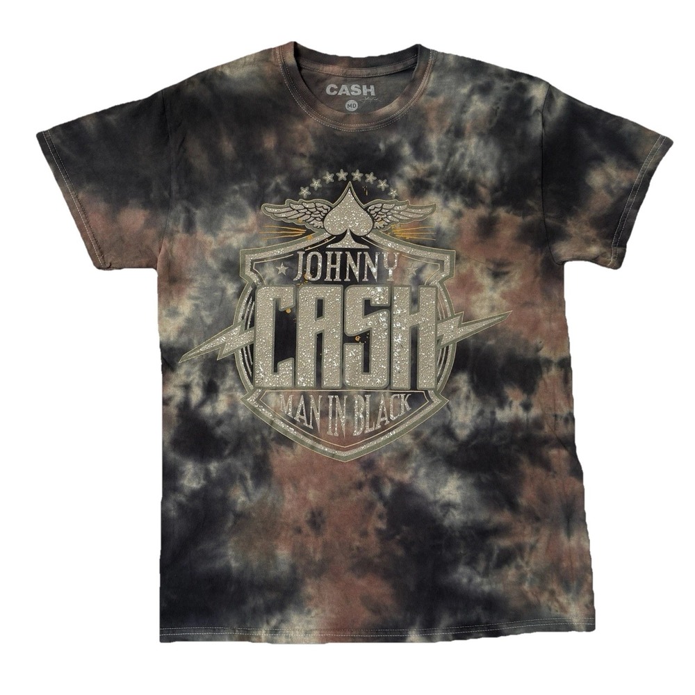 Johnny Cash Man In Black Tie Dye T‎ Shirt Woman M Country Music Graphic Band Tee